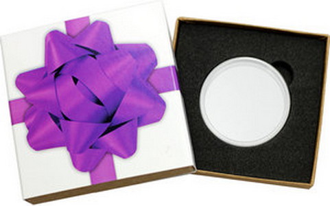 SilverTowne Natural Kraft Paper Gift Box with Purple Bow Box Sleeve